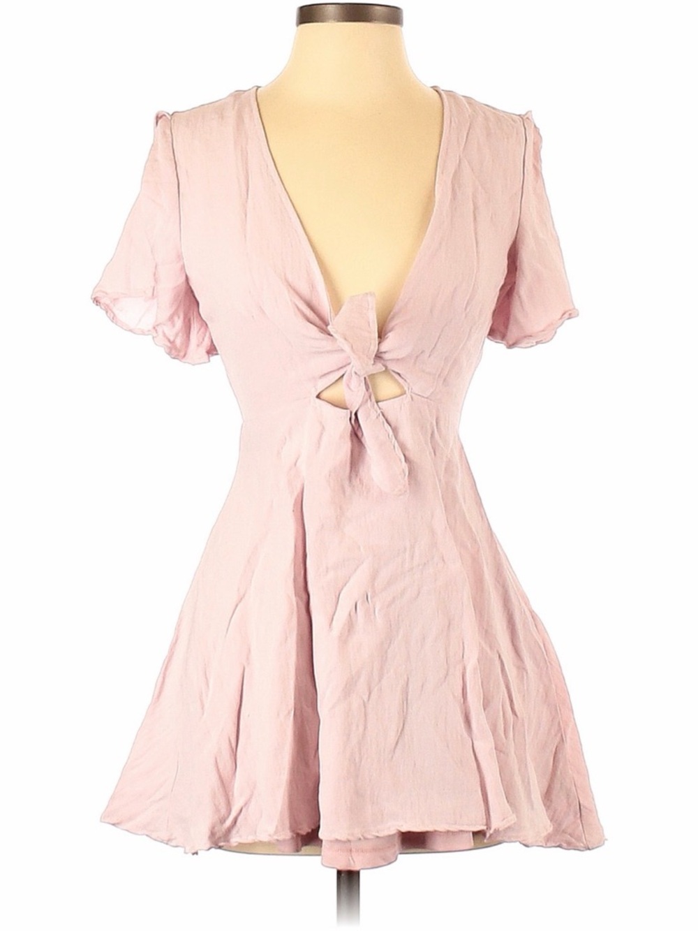 Lulus Baby Pink Tie-Front Mini Sun Dress
